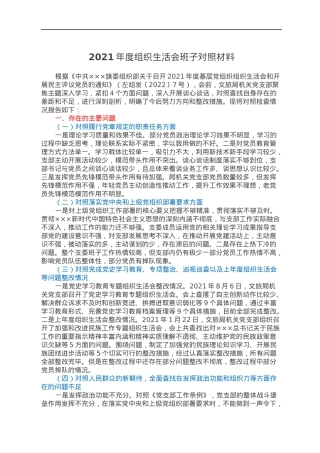 2021年度组织生活会班子对照材料.docx