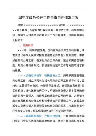 局年度政务公开工作自查自评情况汇报.docx