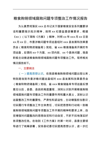 粮食购销领域腐败问题专项整治工作情况报告.docx