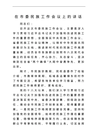 在市委民族工作会议上的讲话.doc