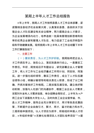 某局上半年人才工作总结报告.doc