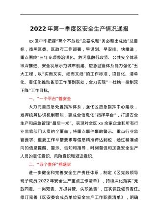 2022年第一季度区安全生产情况通报.docx