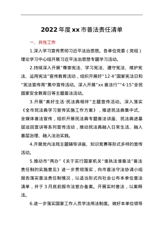 2022年度xx市普法责任清单.docx