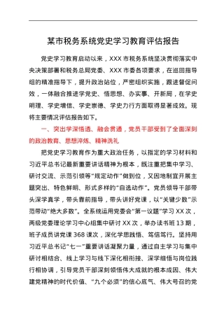 某市税务系统党史学习教育评估报告.docx