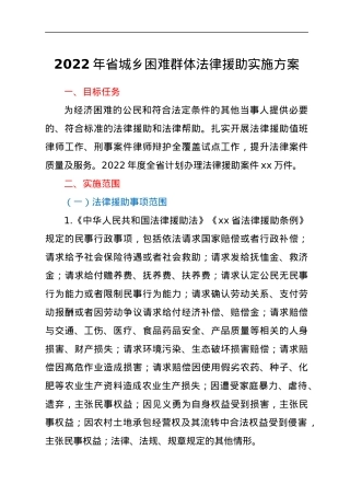2022年省城乡困难群体法律援助实施方案.docx