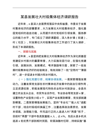 某县发展壮大村级集体经济调研报告.doc