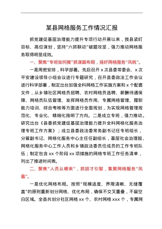 某县网格服务工作情况汇报.doc