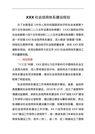 XXX社会信用体系建设规划.docx