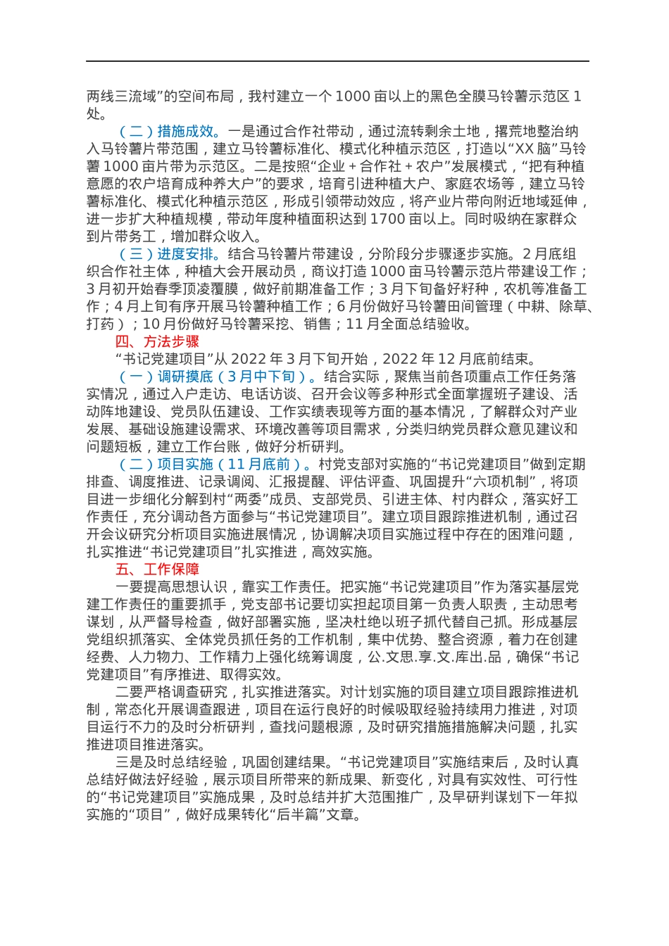 XXX镇XX村党支部2022年度“书记党建项目”实施方案.docx_第2页