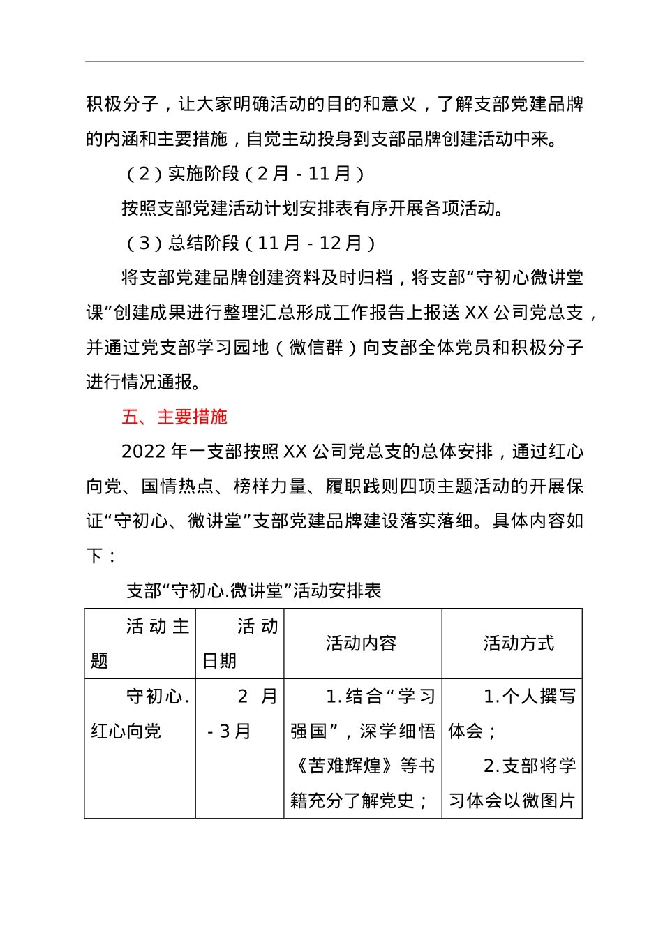 XX公司党支部红色党建品牌实施方案（守初心微讲堂）.docx_第3页