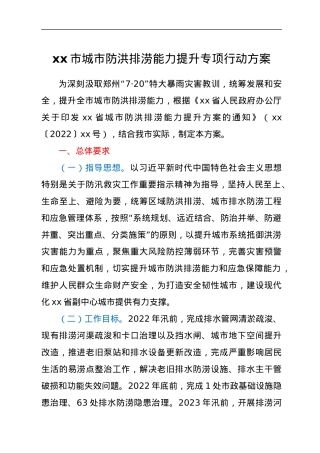 xx市城市防洪排涝能力提升专项行动方案.docx