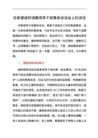 在新提拔和调整领导干部集体谈话会上的讲话.docx
