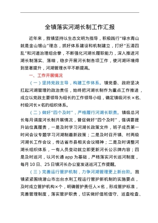 全镇落实河湖长制工作汇报.doc