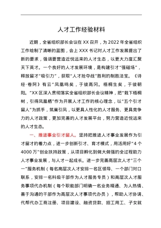 人才工作经验材料.docx