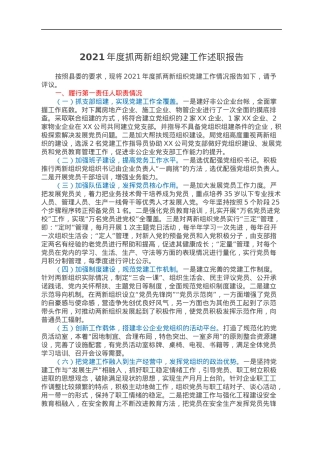 2021年度抓两新组织党建工作述职报告.docx