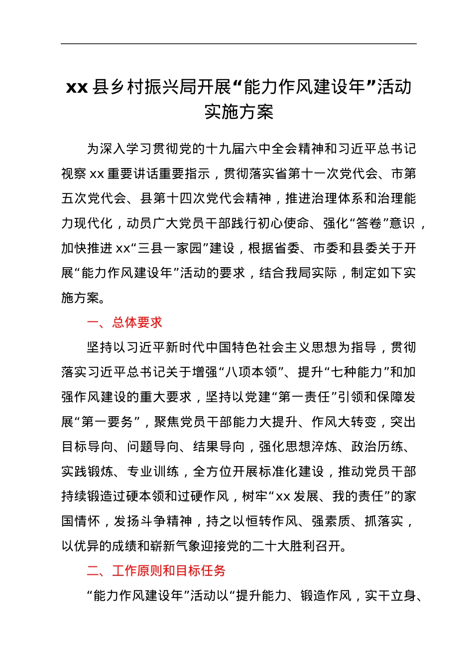 xx县乡村振兴局开展“能力作风建设年”活动实施方案.docx_第1页