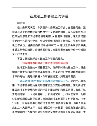 在政法工作会议上的讲话.doc