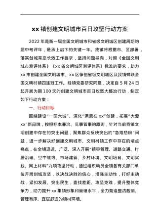 xx镇创建文明城市百日攻坚行动方案.docx