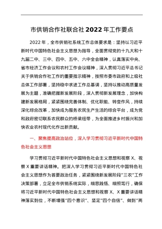市供销合作社联合社2022年工作要点.docx