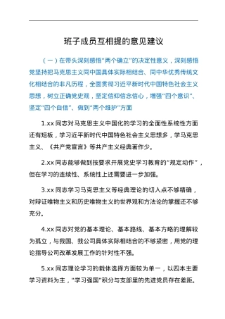 班子成员互相提的意见建议.docx