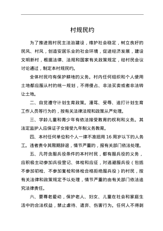 村规民约，乡规民约.doc