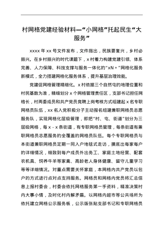 村网格党建经验材料—“小网格”托起民生“大服务”.docx
