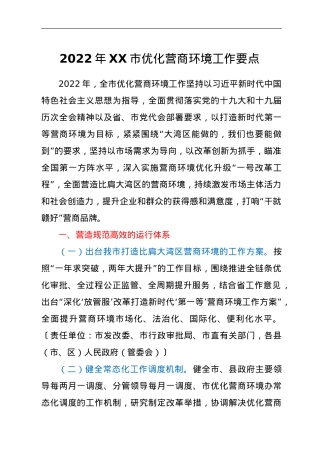 2022年XX市优化营商环境工作要点.doc