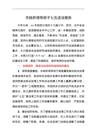 市政府领导班子七五述法报告.docx