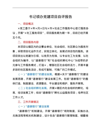 书记领办党建项目自评报告.Doc