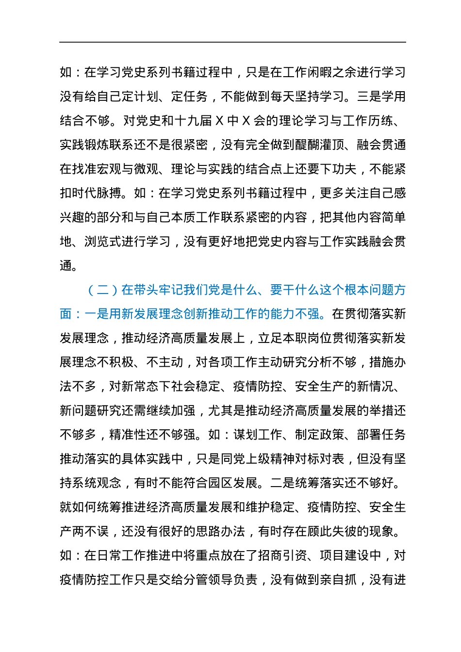 工业园区管委会副主任年末专题民主生活会个人对照检查（五个带头）.docx_第2页