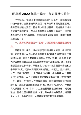 团县委2022年第一季度工作开展情况报告.doc