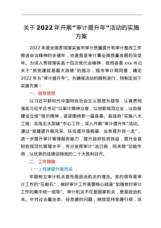 关于2022年开展“审计提升年”活动的实施方案.doc