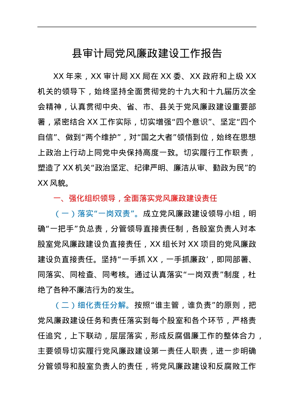 县审计局党风廉政建设工作报告.docx_第1页