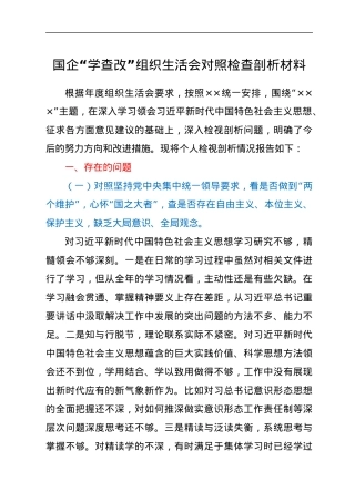 国企“学查改”组织生活会对照检查剖析材料.docx