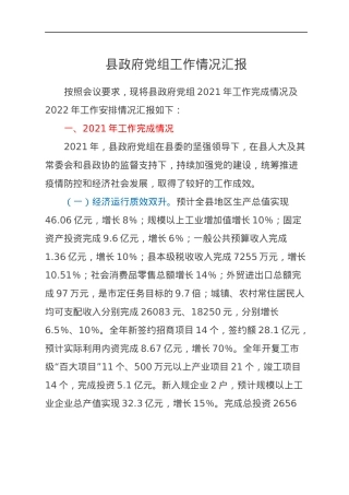 县政府党组工作情况汇报.docx