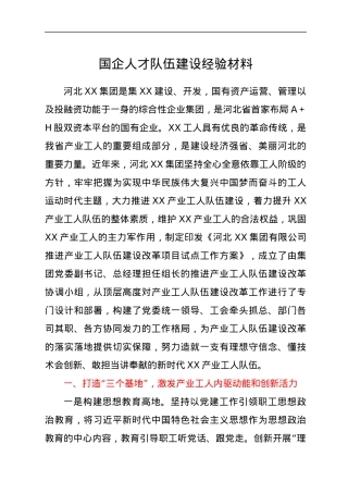 国企人才队伍建设经验材料.docx