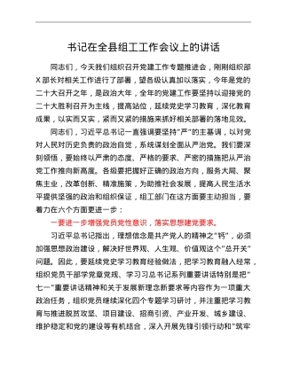 书记在全县组工工作会议上的讲话.doc