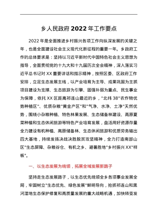 乡人民政府2022年工作要点.docx