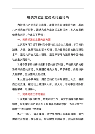 机关党支部党员承诺践诺书.docx