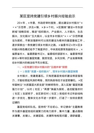 某区坚持党建引领乡村振兴经验启示.doc