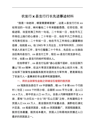 农发行X县支行行长先进事迹材料.doc