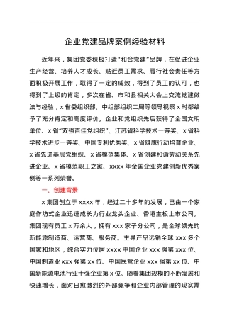 企业党建品牌案例经验材料.docx