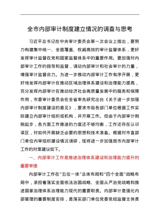 全市内部审计制度建立情况的调查与思考.docx