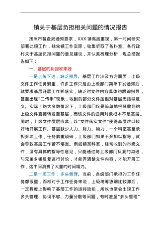 镇关于基层负担相关问题的情况报告.doc