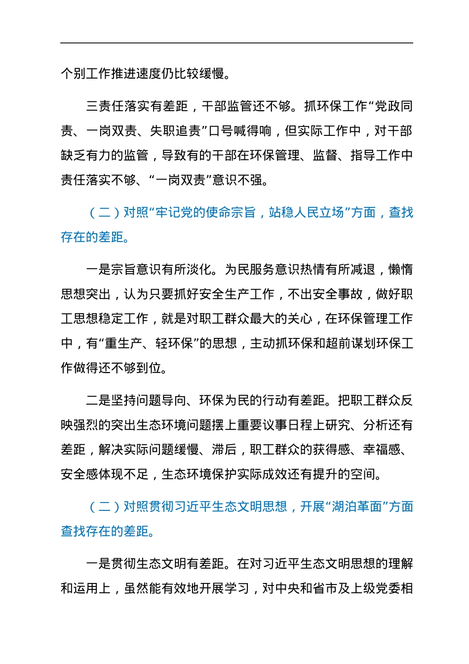 生态环境督察整改专题民主生活会班子对照检查.docx_第2页
