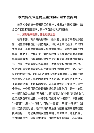 以案促改专题民主生活会研讨发言提纲.docx