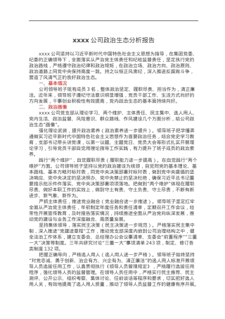 xxxx公司政治生态分析报告.docx