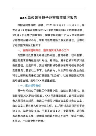 xxx单位领导班子巡察整改情况报告.docx