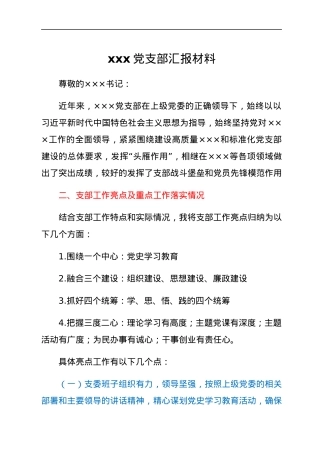 xxx党支部汇报材料.docx