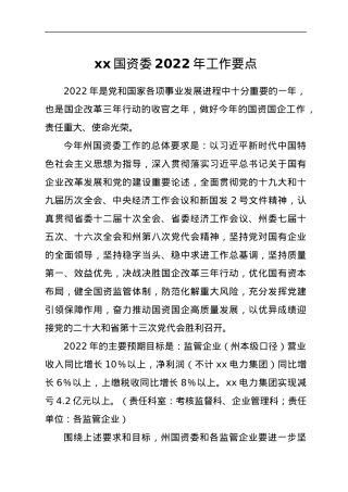 xx国资委2022年工作要点.docx